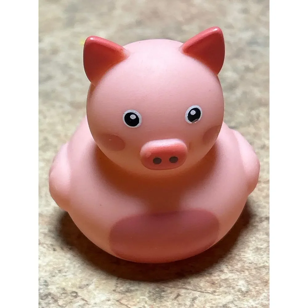 Set of 5 New Barnyard Farm Rubber Duckies Duck 2” Jeep Horse Chicken Pig Cow